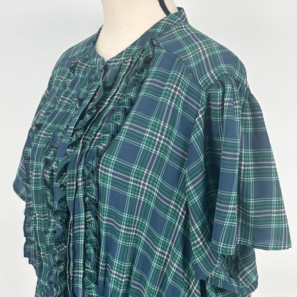 Torrid Top Women's Size 2X Plaid Short Sleeve‎ Ruffle Button Front - Picture 7 of 10